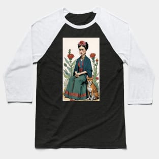 Frida's Floral Jungle: Illustrated Tribute with Tiger Baseball T-Shirt